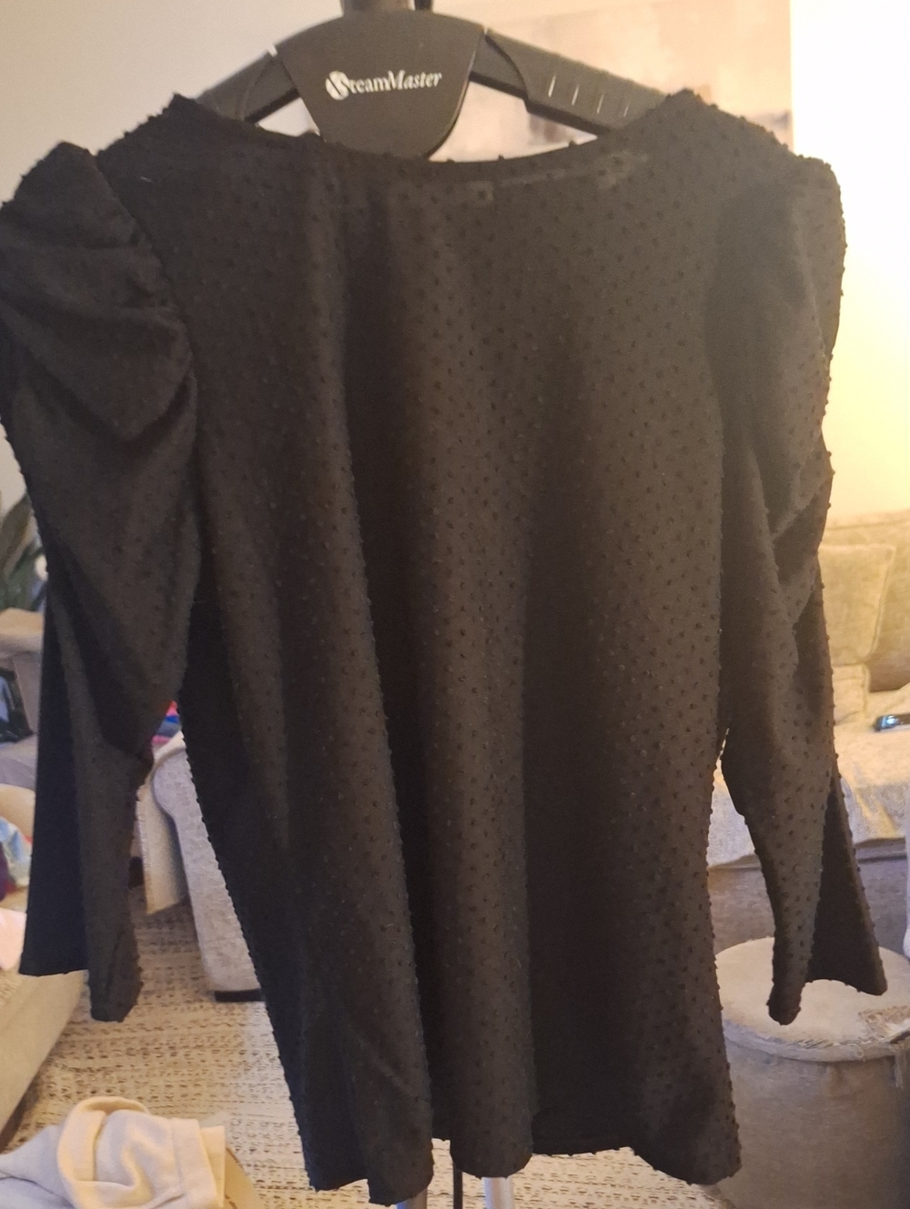 W5 Black Puff-Sleeve Long Sleeve Top NWT